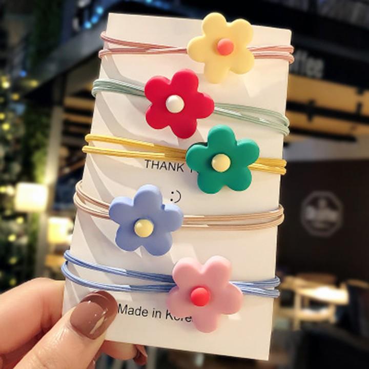 Set 5 Chun buộc tóc cá tính nhiều màu, dây thun buộc tóc nữ Hàn Quốc đẹp kute CT1