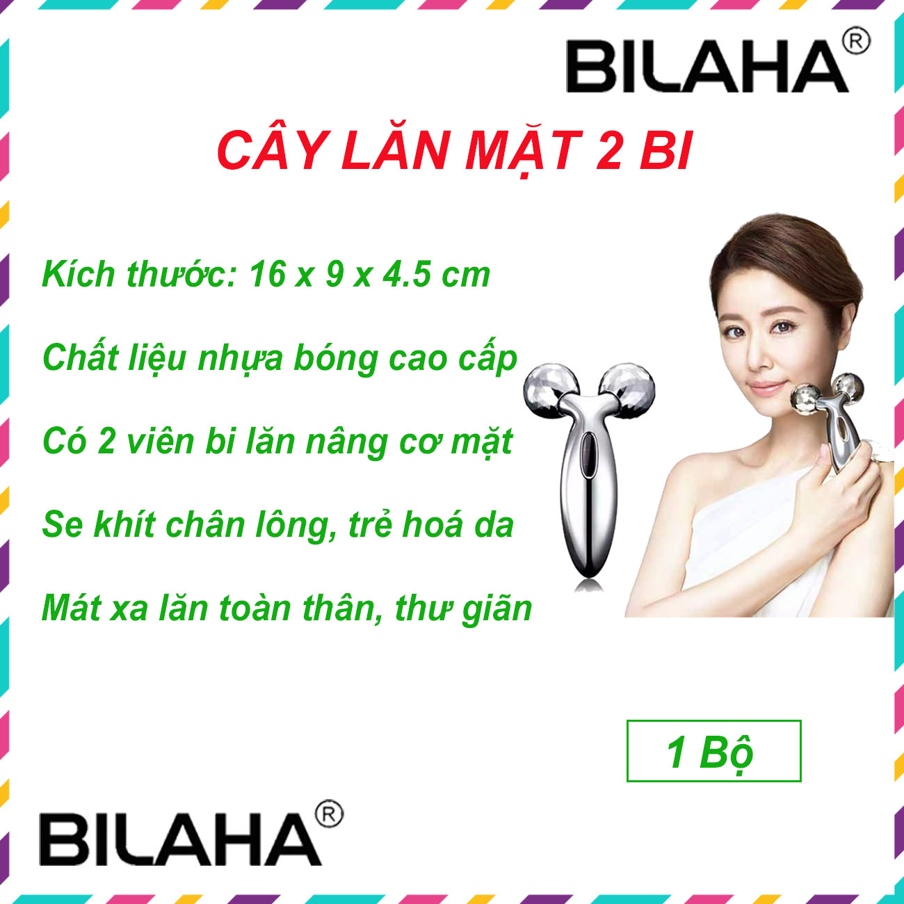 Cây Lăn Mặt 3D Massage Mặt Giúp Nâng Cơ Thon Gọn Mặt EMS Sóng Âm Hiệu Quả (Hàng Sẵn Có) (Hàng Chính Hãng)