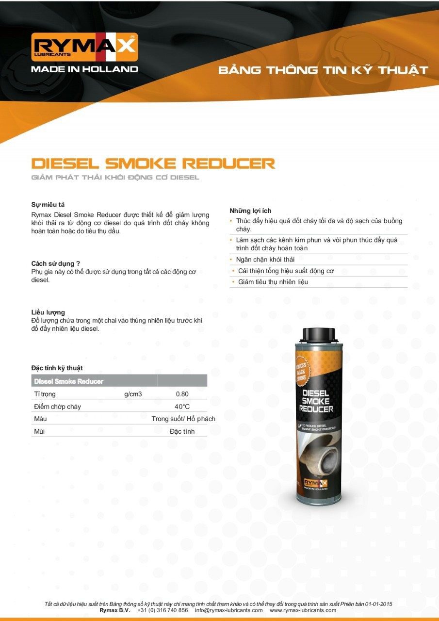 Phụ gia giảm khói động cơ Diesel Rymax Diesel Smoke Reducer - Chai 250ml