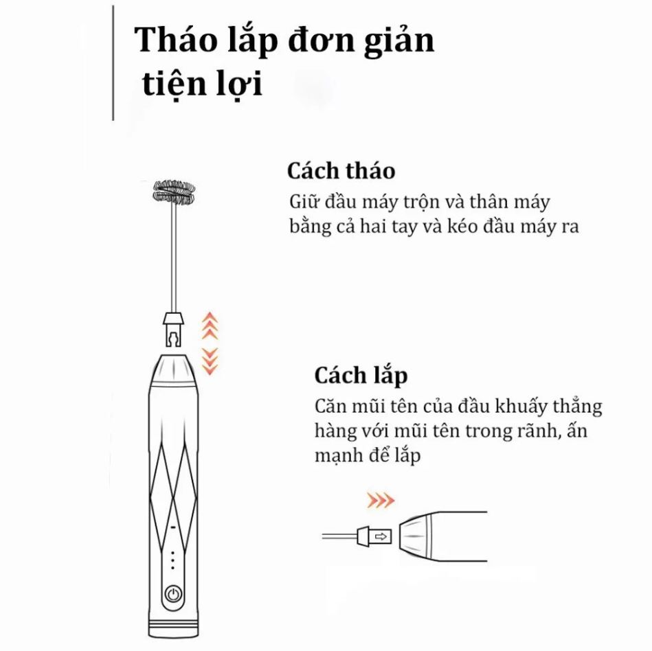 Máy Đánh Trứng Sokany SK-201A Cầm Tay Không Dây Cao Cấp - Máy Tạo Bọt Cafe 3 Tốc Độ Thông Minh Tiện Lợi