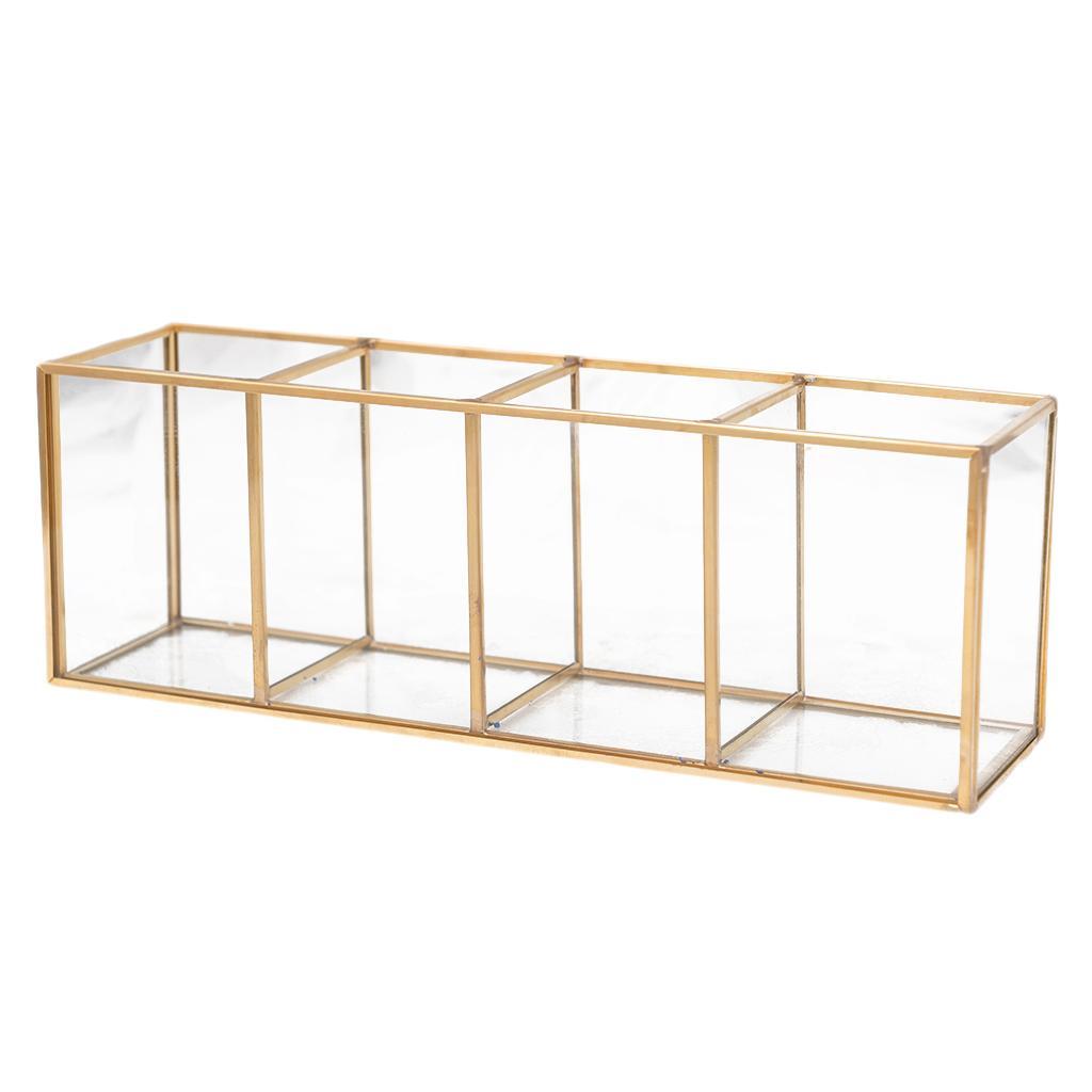 Gold Brush Storage Pen Pencil Pot Holder Container Desk Organizer Accessory