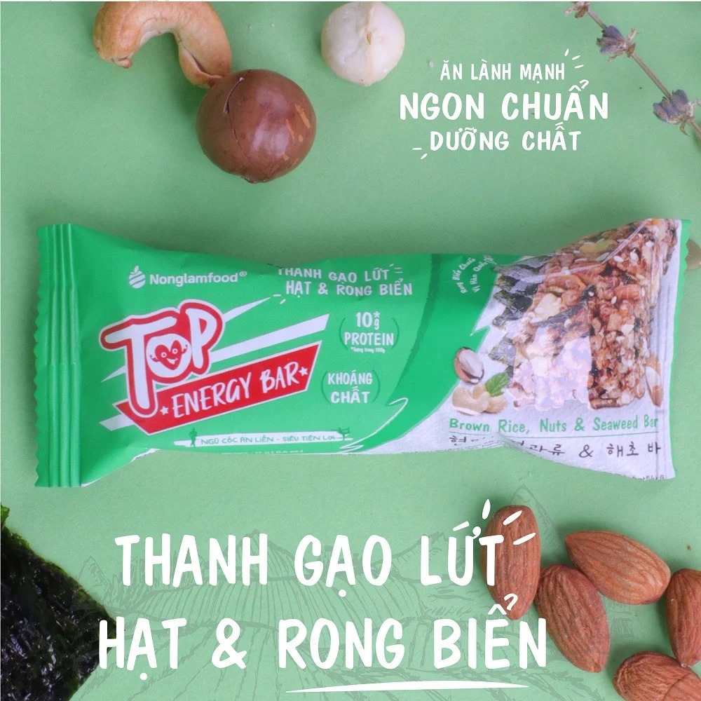 Thanh gạo lứt ngũ cốc hạt và chà bông, rong biển, trái cây, Nonglamfood 17g  | Hỗ trợ giảm cân ăn kiêng | Ăn chay thực dưỡng