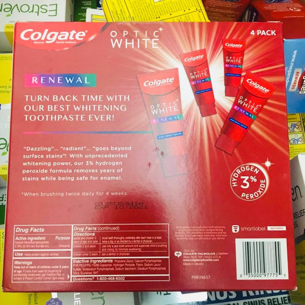 Set 4 kem đánh răng siêu trắng Colgate Optic White Platinum High Impact 4x127g