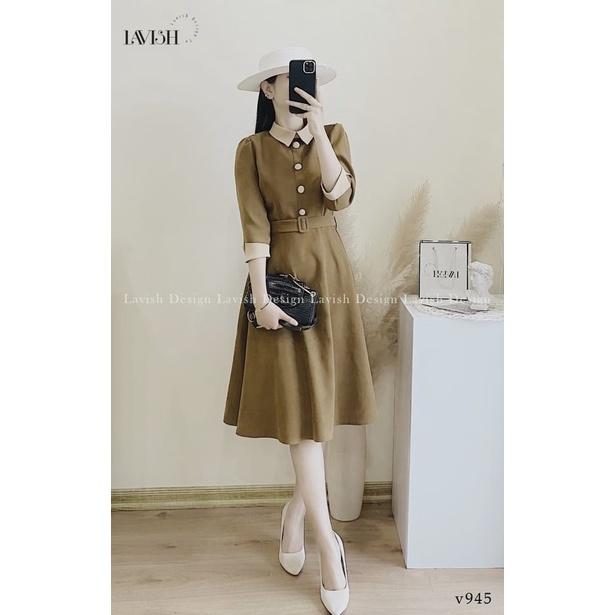VÁY NHUNG CỐM PHỐI CÚC BỌC ĐAI EO