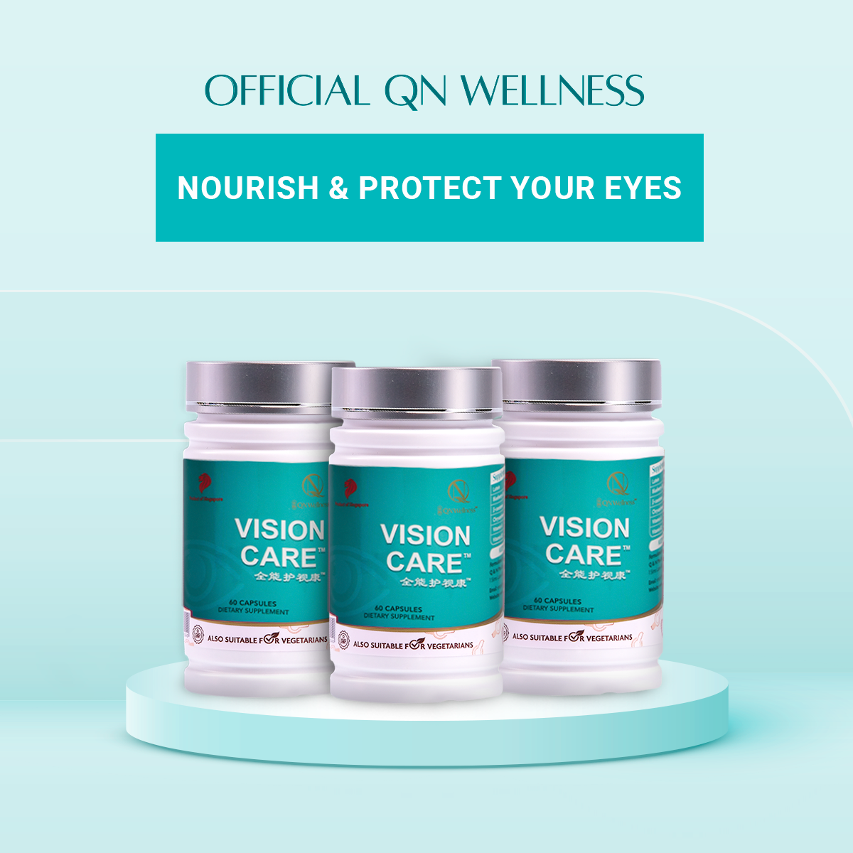 Combo Siêu Ưu Đãi Viên Uống Bảo Vệ Mắt Vision Care QN Wellness Cải Thiện & Hỗ trợ Giảm Mệt Mỏi Thị Giác, Ngăn Ngừa Lão Hóa, Giúp Tổng Hợp Lutein - Hộp 60 Viên x 3