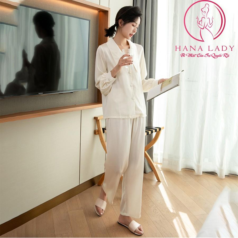 Pijama lụa - Đồ mặc nhà, đồ ngủ nữ tay dài cao cấp PJ458