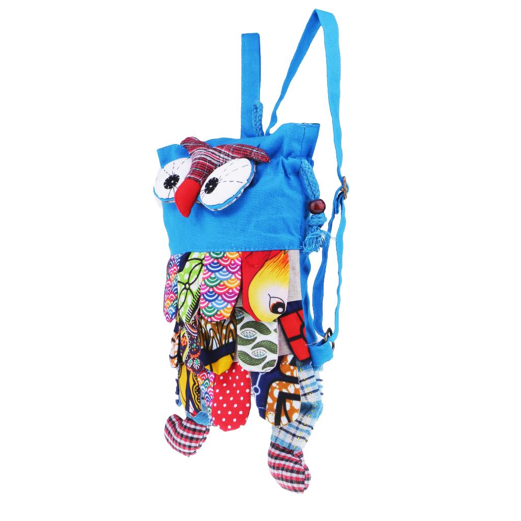 Cute Owl Cotton Handmade Patchwork Backpack Bag Women Girl Handbag