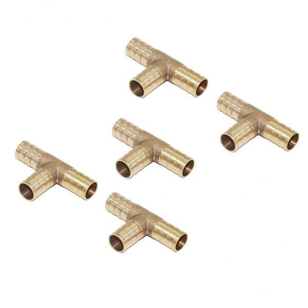 3-5pack 5pcs Brass T Type Joiner Fuel Hose Joiner Tee Connector Air Water Gas