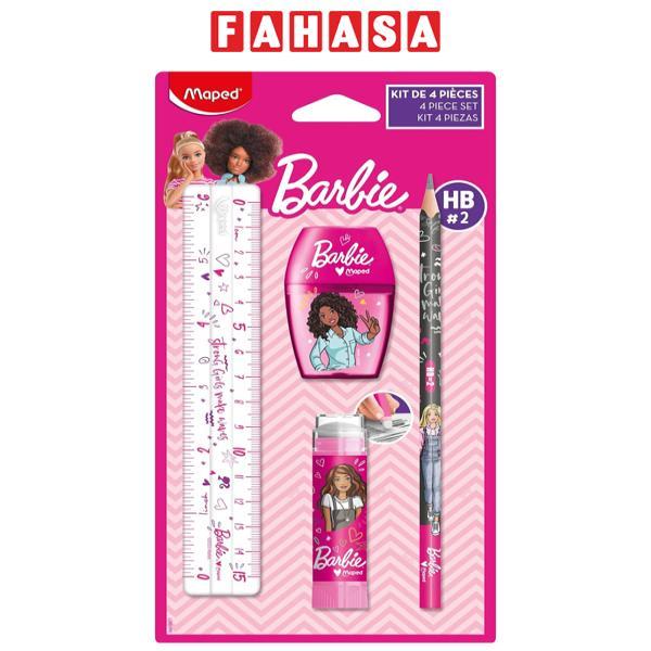 Bộ Dụng Cụ Học Tập 4 Món Barbie - Maped CB98186700 - Màu Hồng