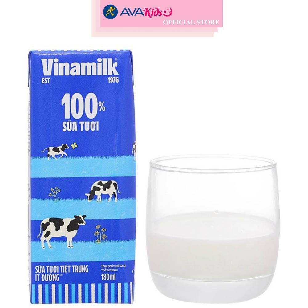 Lốc 4 hộp sữa tươi tiệt trùng Vinamilk ít đường 180 ml (từ 1 tuổi)