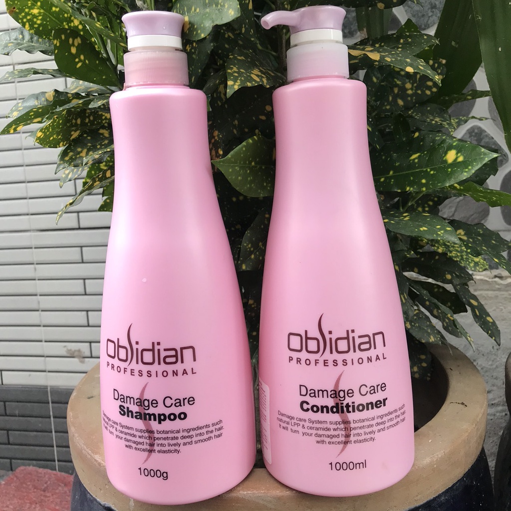 Dầu gội xả phục hồi tóc hư tổn Damage Care Obsidian 1000ml x2