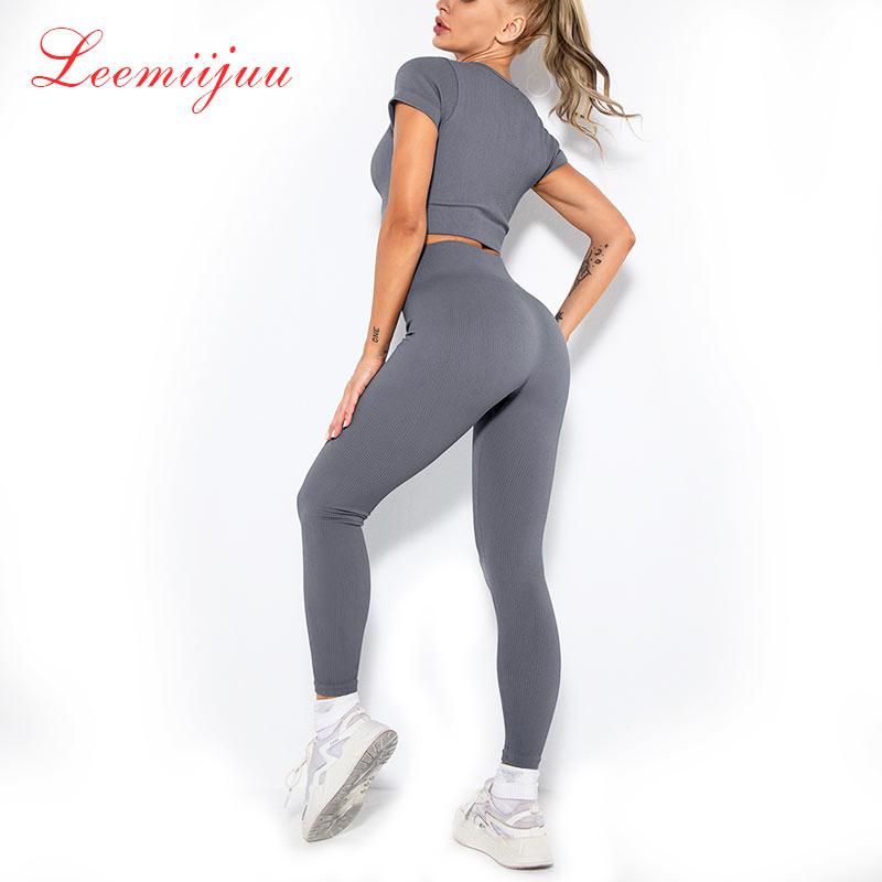 LEEMIIJUU 2 Bộ Tập Luyện Quần Áo Thể Thao Nữ Áo Bra Quần Legging Bộ Thể Thao Dành Cho Nữ Tập Gym Quần Áo Thể Thao bộ Yoga
