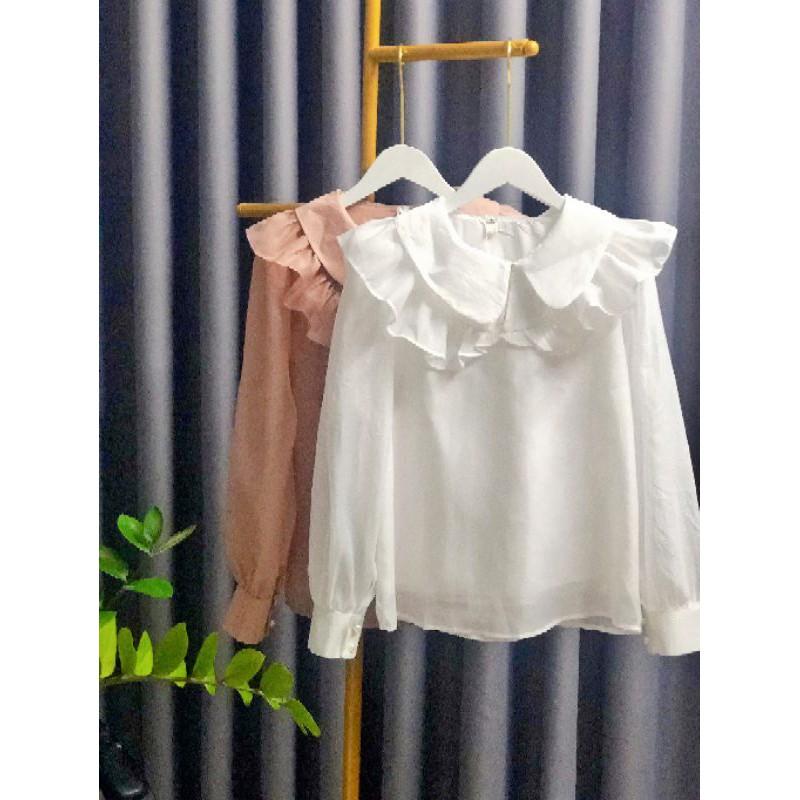 Áo Sơ Mi Tơ Cách Điệu Phối Bèo  2 Lớp ( hình thật shop tự chụp)
