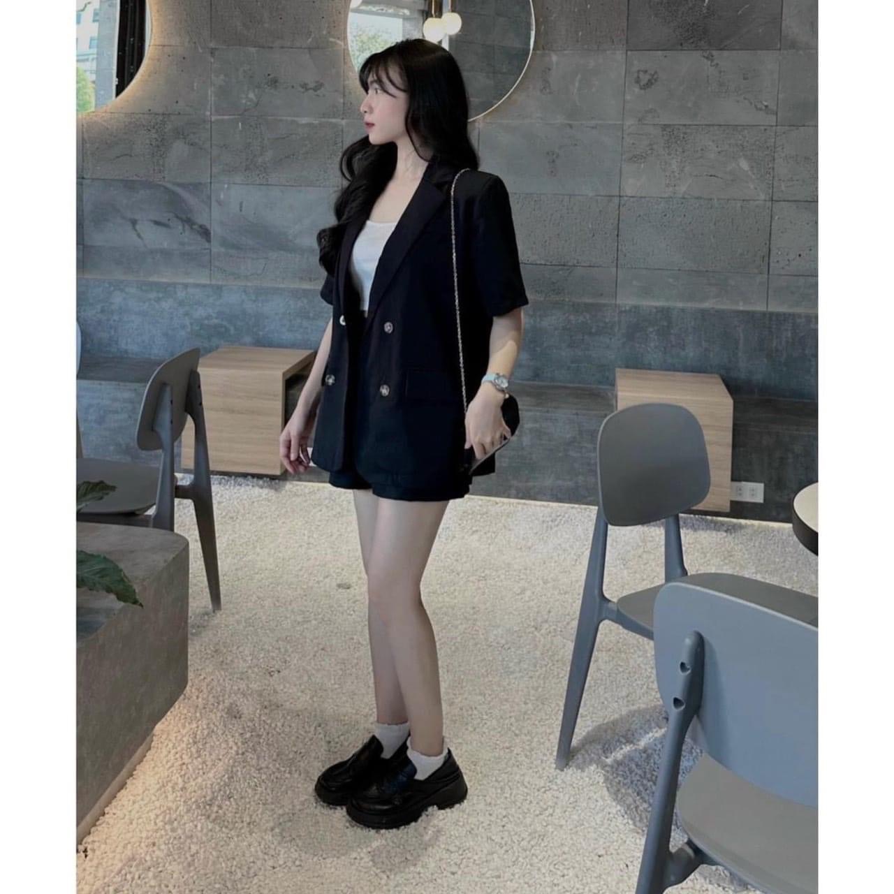 Set 3 món quần đùi áo vest tay ngắn kèm áo 2 dây ullzzang hàn quốc
