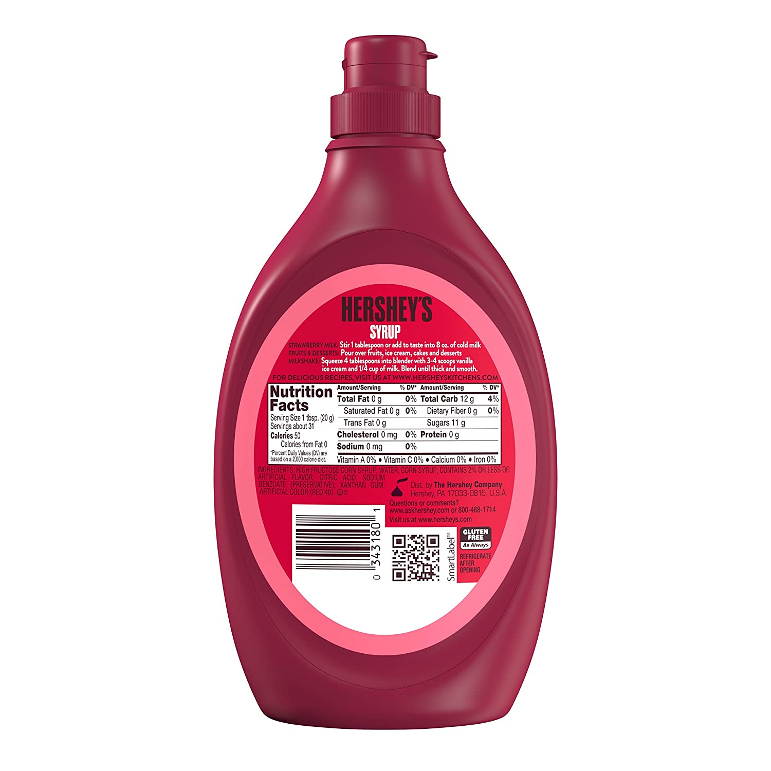 Sirô Dâu Tây hiệu Hershey's Syrup Strawberry 623g