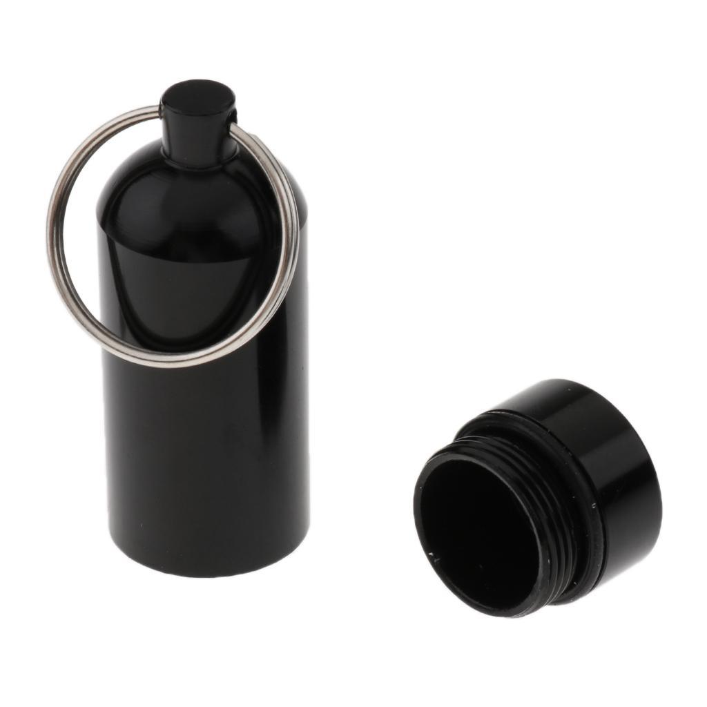 Small Waterproof Capsule Emergency Aluminum Pill Box Case Bottle Holder Keychain Container