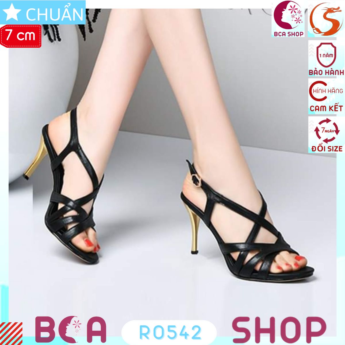 Giày cao gót nữ 7p RO542 ROSATA tại BCASHOP gót nhọn, hở mũi, kiểu dáng sandal tôn dáng, thời trang, sang trọng