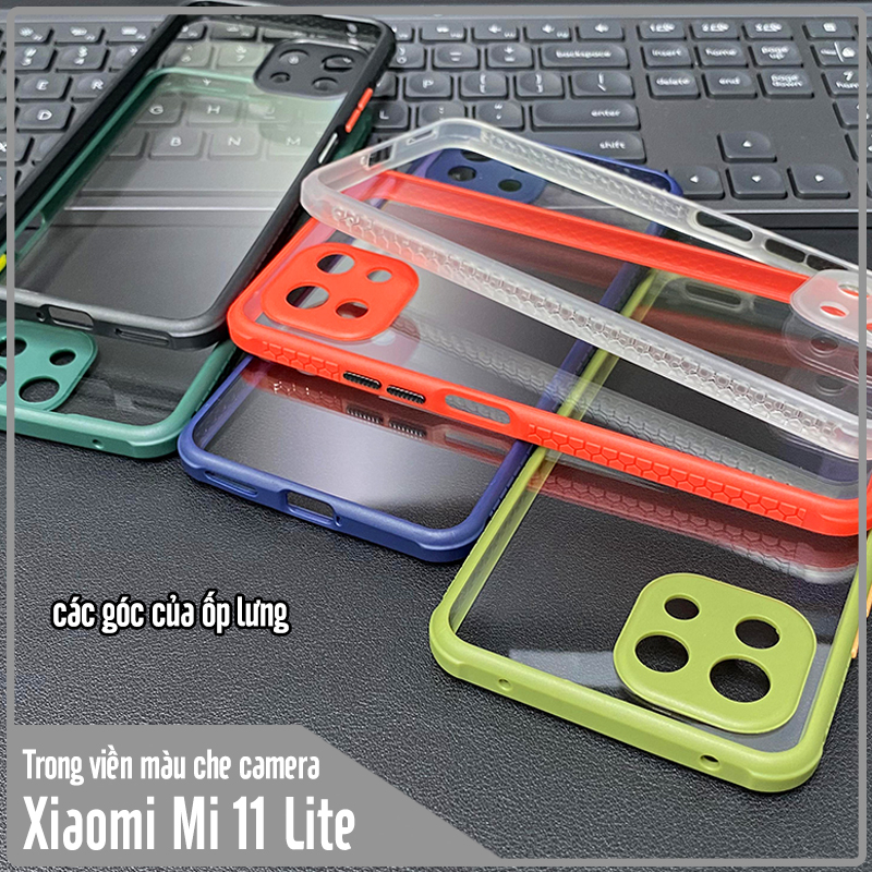 Ốp lưng cho Xiaomi Mi 11 Lite 4G - 5G trong viền màu che camera 4 Góc chống sốc