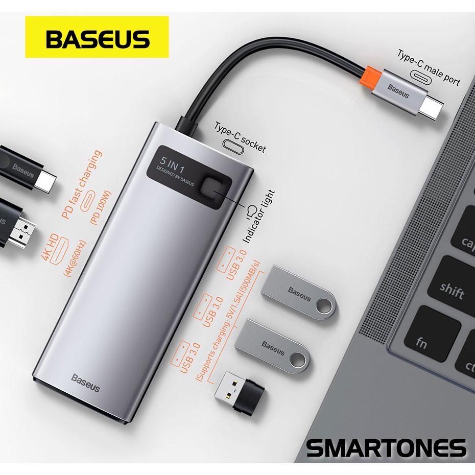 Hub chuyển đa năng Baseus Metal Gleam Series 5 in 1 Type C Ra 3 Usb 3.0 + HDMI 4k60Hz Và Cổng Sạc PD 100W - Hàng chính hãng