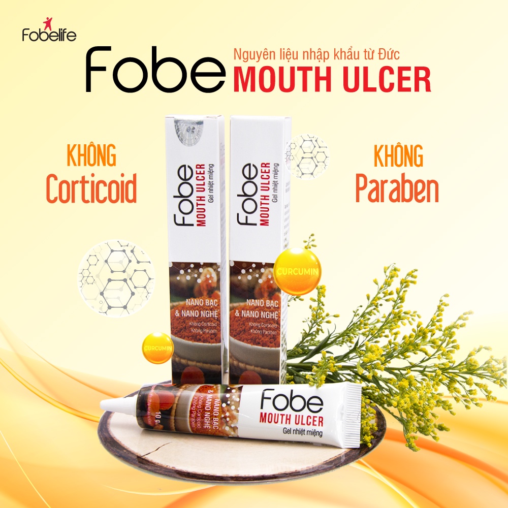 Gel Nhiệt Miệng Fobe Mouth Ulcer giảm viêm sưng lợi, hạn chế loét miệng tái phát, chống sâu răng Tuýp 10g