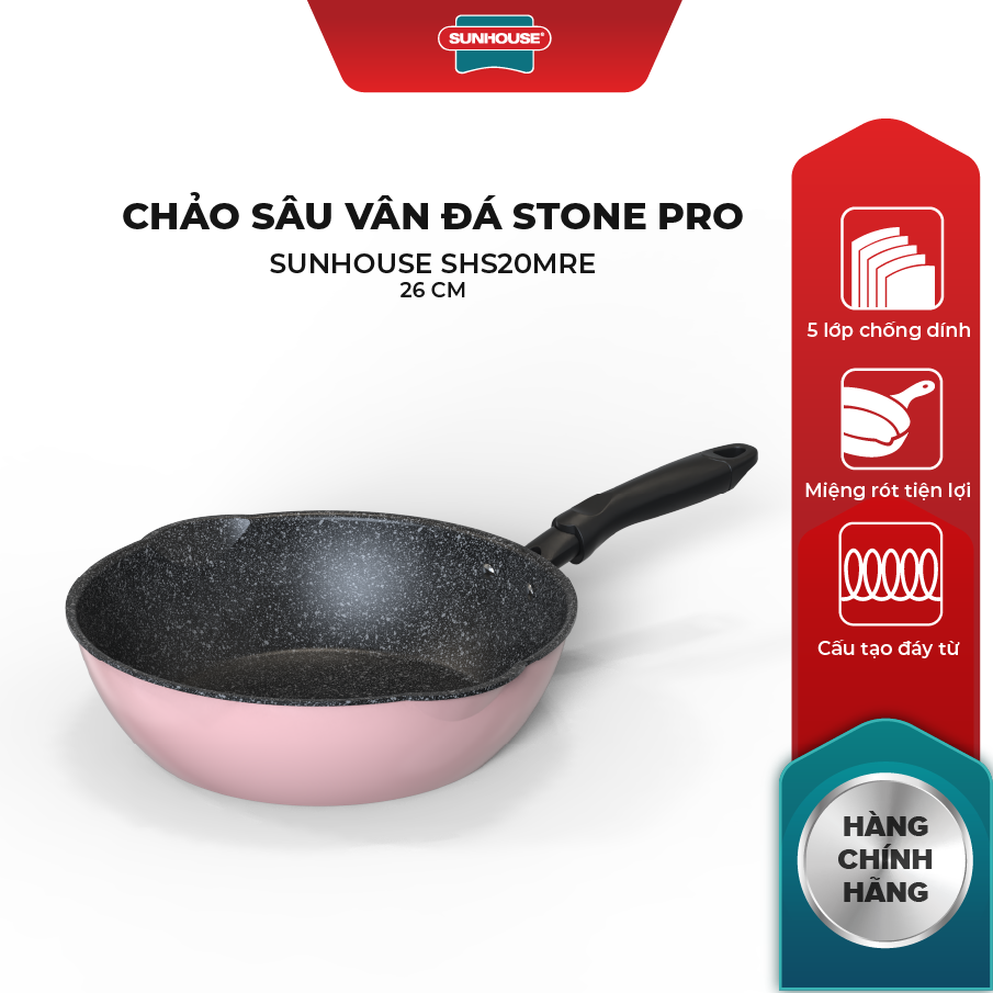 Chảo sâu vân đá Stone Pro Sunhouse SHSMRE