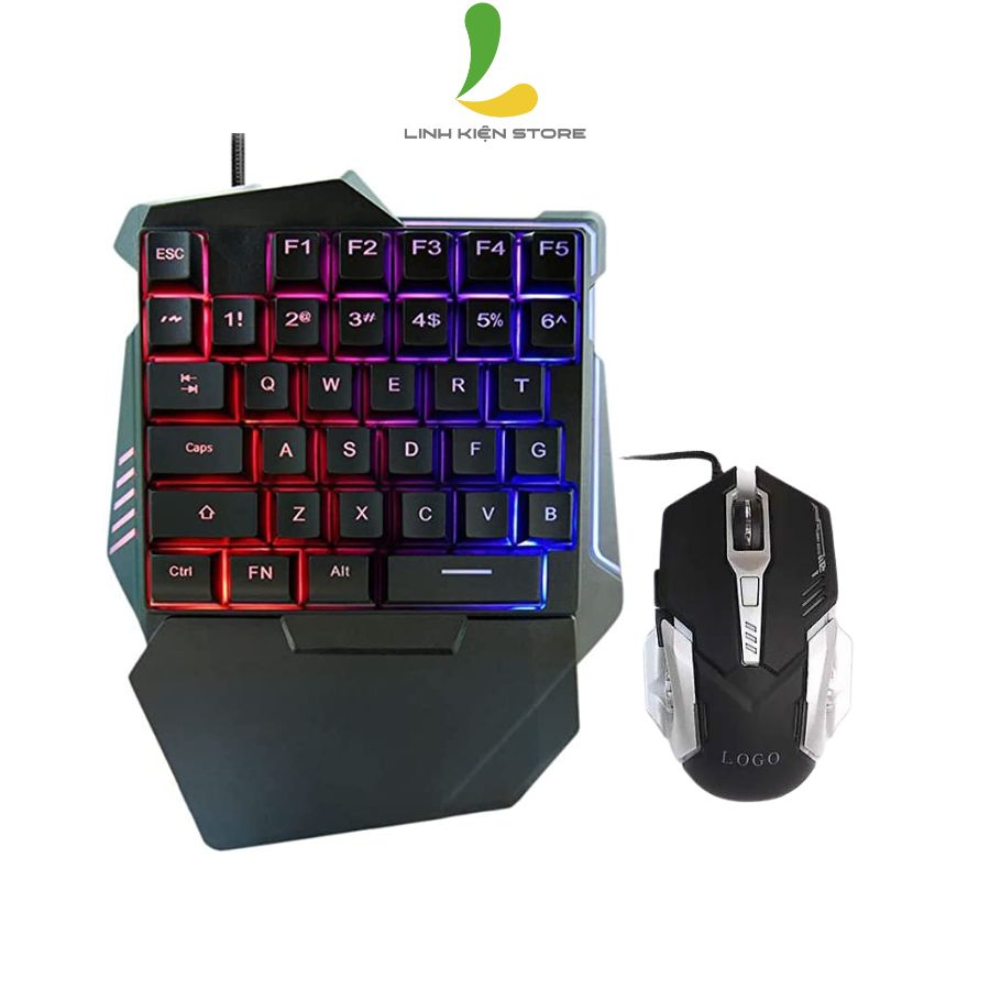 Combo bàn phím chuột một tay G7 và Chuột V2 - Phụ kiện gaming xịn xò tích hợp đèn LED RBG với 35 phím siêu nhạy