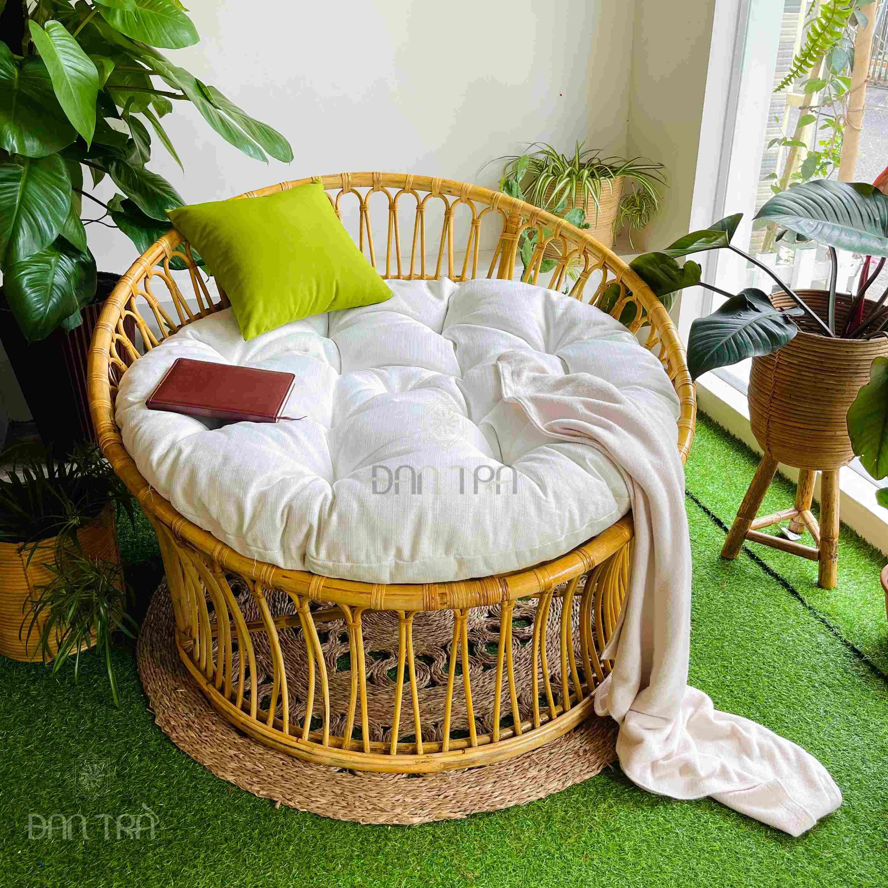 Ghế Mây Papasan Cách Tân 1m4, Ghế Mây Tròn Tình Yêu Love Nest- Ghế Mây Thư Giãn Đọc Sách- Ghế Mây Lười Relax- Nội Thất Mây Tre Đan Trà