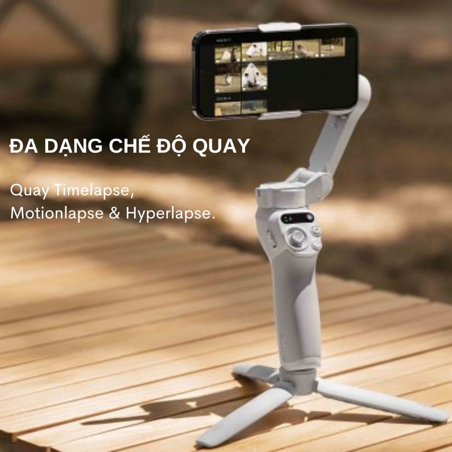 Tay cầm chống rung cho điện thoại DJI Osmo Mobile 4 / Osmo SE - GImbal chống rung 3 trục thế hệ mới, thiết kế gập gọn tiện lợi - Hàng Nhập Khẩu