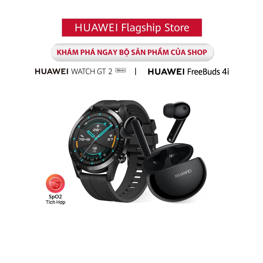 Bộ Sản Phẩm Huawei (Đồng Hồ Thông Minh HUAWEI Watch GT2 + Tai Nghe Không Dây HUAWEI Freebuds 4i) | Hàng Chính Hãng