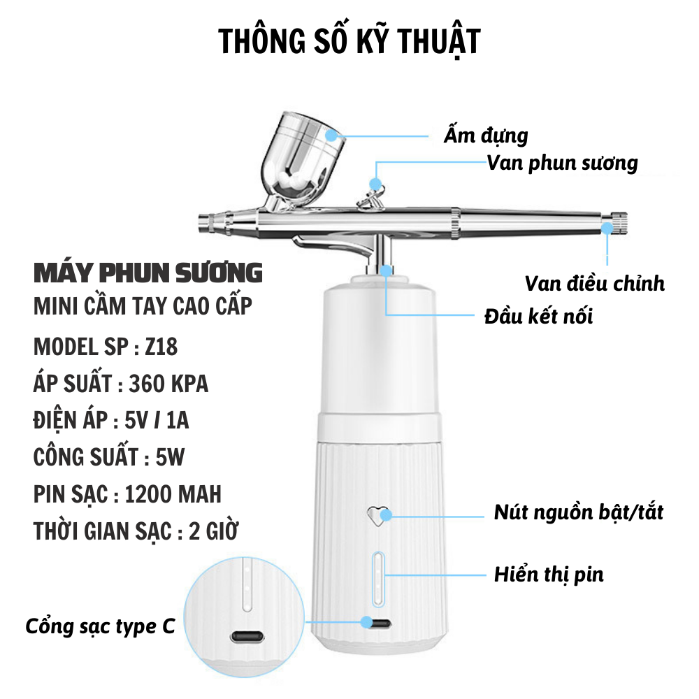Máy phun sương nano xông da mặt Boorui D38 : Máy phun Oxy dưỡng ẩm áp suất cao, làm sạch , đẩy tinh chất giúp làm đẹp và trẻ hóa da - Hàng loại 1