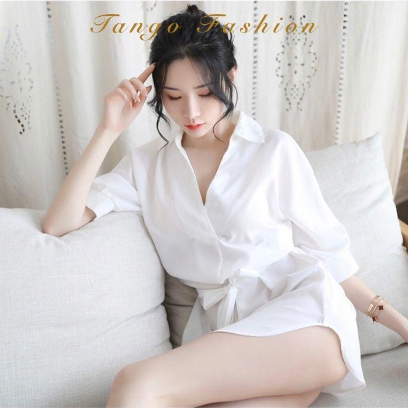 Áo sơ mi ngủ nữ cao cấp - váy ngủ đẹp dài quyến rũ, đồ mặc nhà gợi cảm