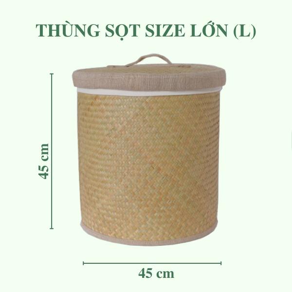 Thùng Sọt Tròn Đựng Quần Áo siêu to có vải lót - Thùng Đựng Đồ Bằng Cỏ Bàng