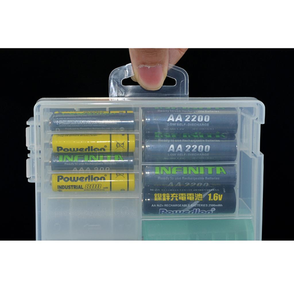 Clear Plastic Battery Storage Case Box Durable for 8x AA &amp; 8x AAA Batteries
