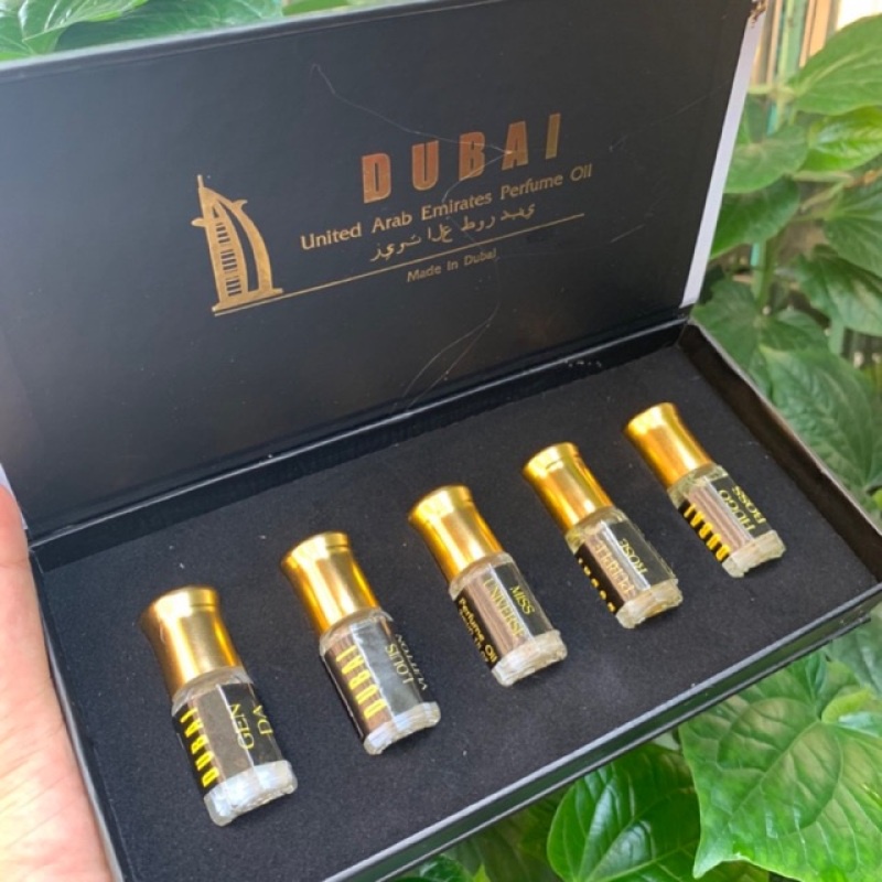 Set 5 chai tinh dầu Dubai( hộp vàng )-giao mùi ngẫu nhiên( không có tem phụ- không xuất hóa đơn )