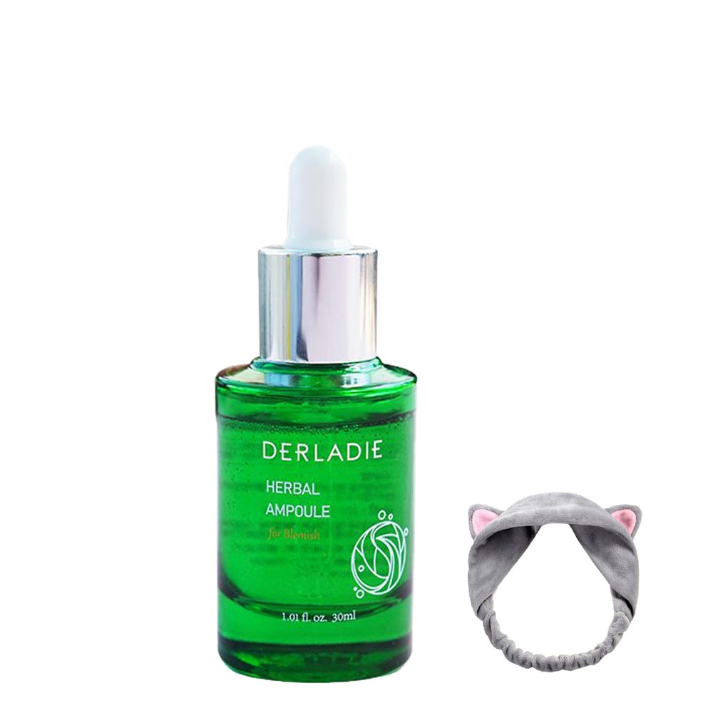 Tinh Chất Thảo Dược Giảm Mụn Derladie Herbal Ampoule Blemish 30ml + Tặng kèm 1 băng đô tai mèo (Màu ngẫu nhiên)