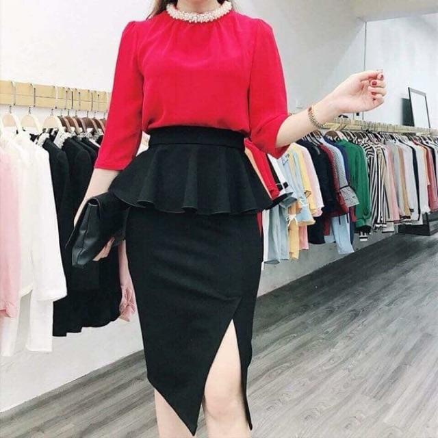 CHÂN VÁY bèo cá xẻ trước thời trang