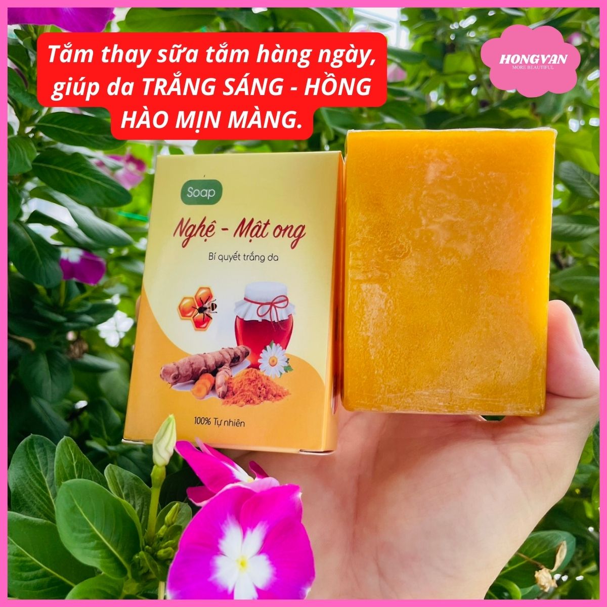 Combo 2 bánh xà bông nghệ và mật ong (2x100g) giúp sáng da ngừa mụn giảm thâm tặng lưới tạo bọt