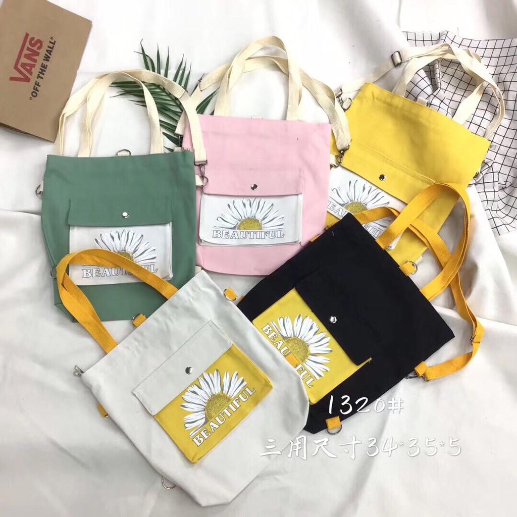 Túi Tote thời trang kiểu mới chữ BEAUTIFUL có hai ngăn mang hai kiểu cực hot style KITISHOP