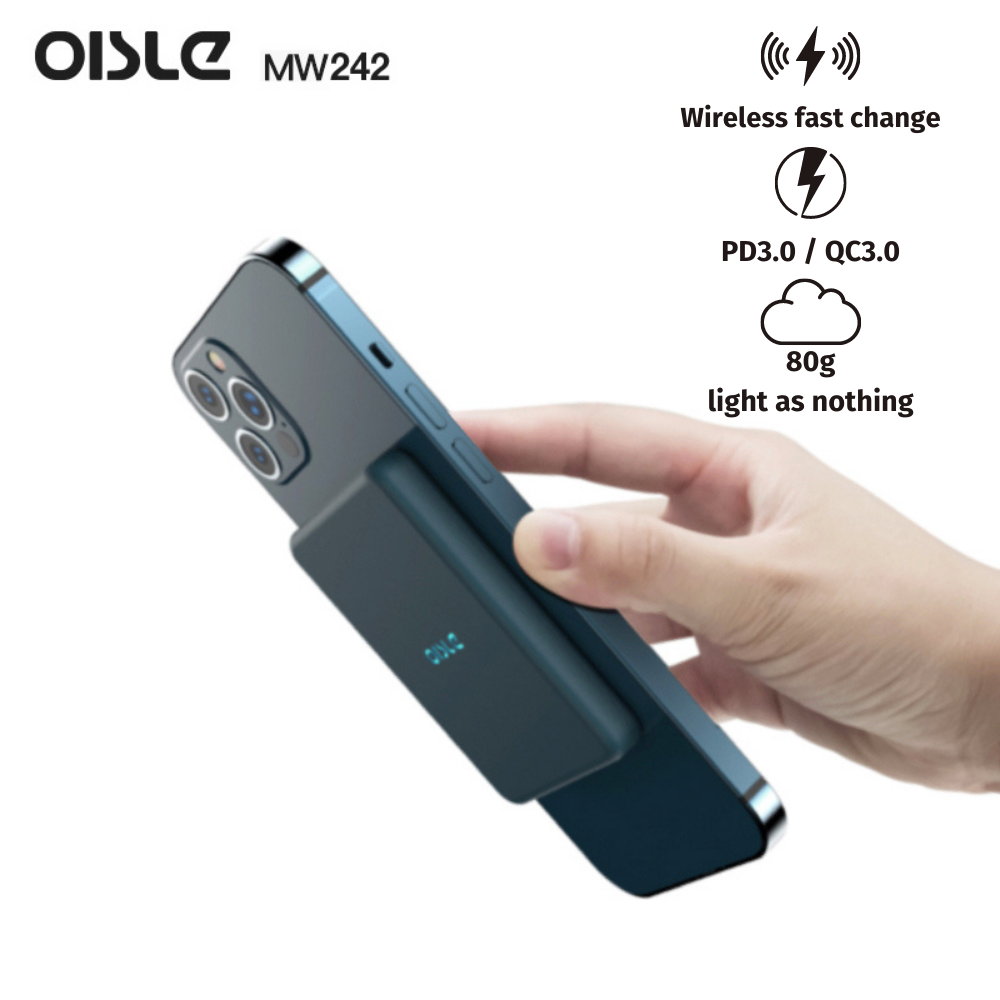 Pin Dự Phòng Siêu nhẹ mỏng nhỏ gọn Oisle MW242 4225Mah Hỗ Trợ Sạc Nhanh Sạc Không Dây Dùng Cho Di Động – Hàng Chính Hãng