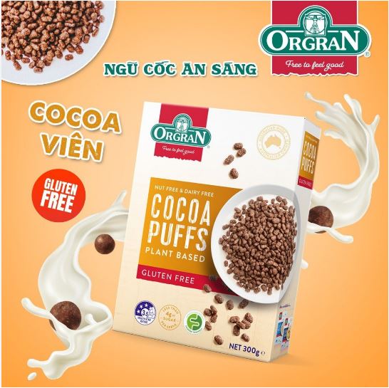 Ngũ Cốc ăn sáng Cacao dạng viên nhập khẩu Úc - Orgran Everyday Cereals Cocoa Puff 300g