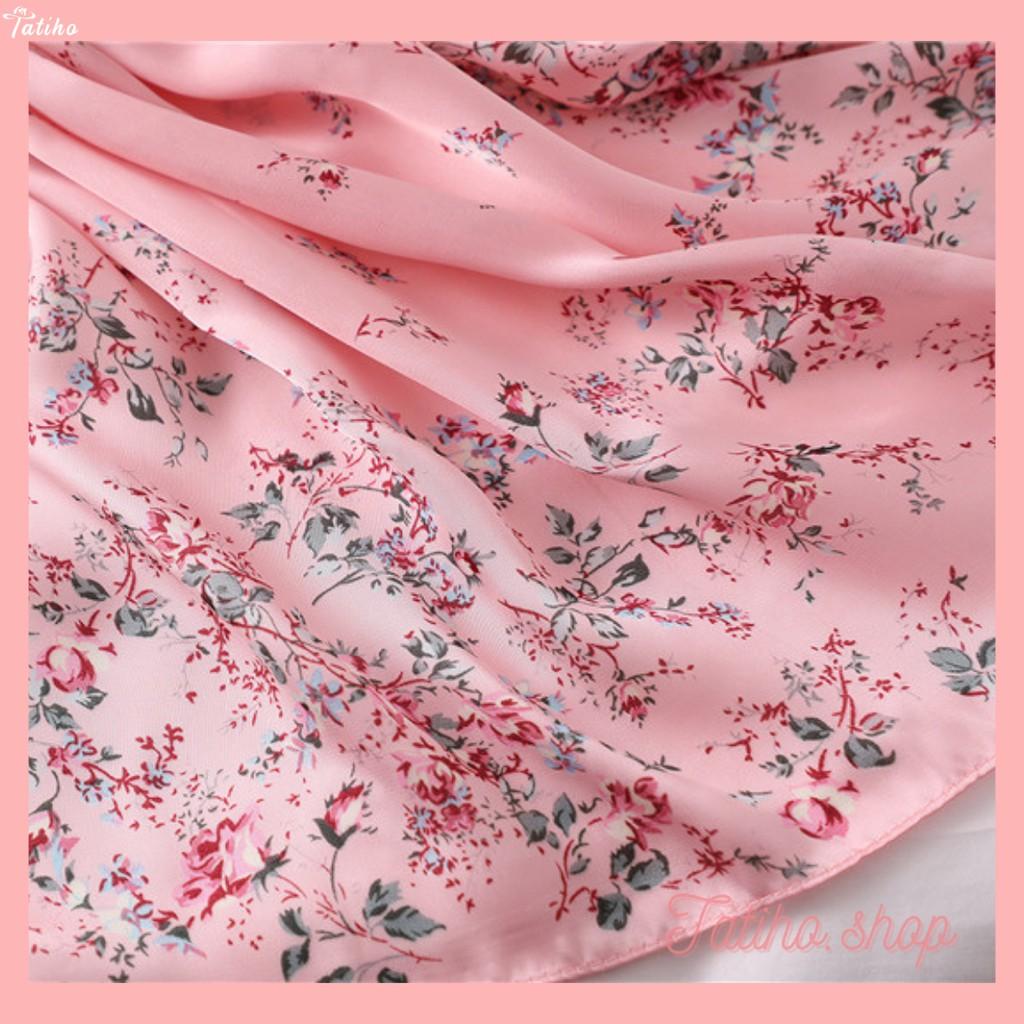 Khăn Lụa Vuông Họa Tiết Hoa Sang Trọng - Chất Liệu Chiffon 70x70cm - Mã KL051