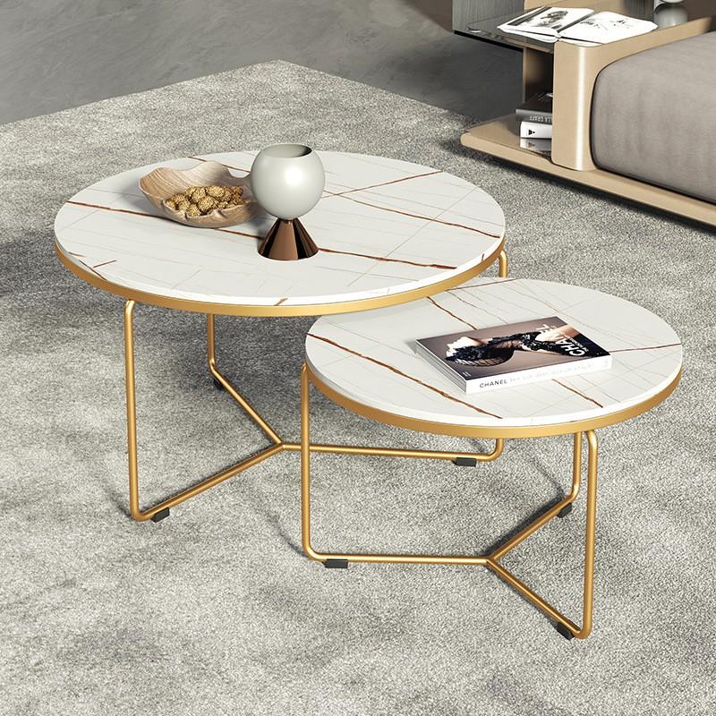 Bàn trà Funhouse mặt đá vân mây, khung thép sơn tĩnh điện cao cấp. Bàn sofa phong cách Bắc Âu - A14