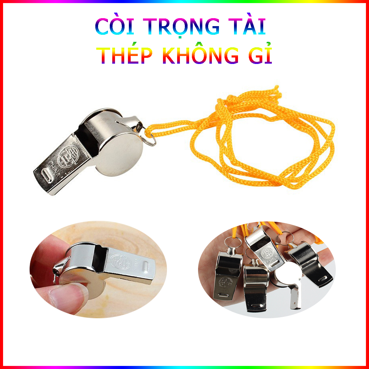 Còi Thổi Inox Không Rỉ Chuyên Dụng Cho Trọng Tài Kèm Dây Đeo