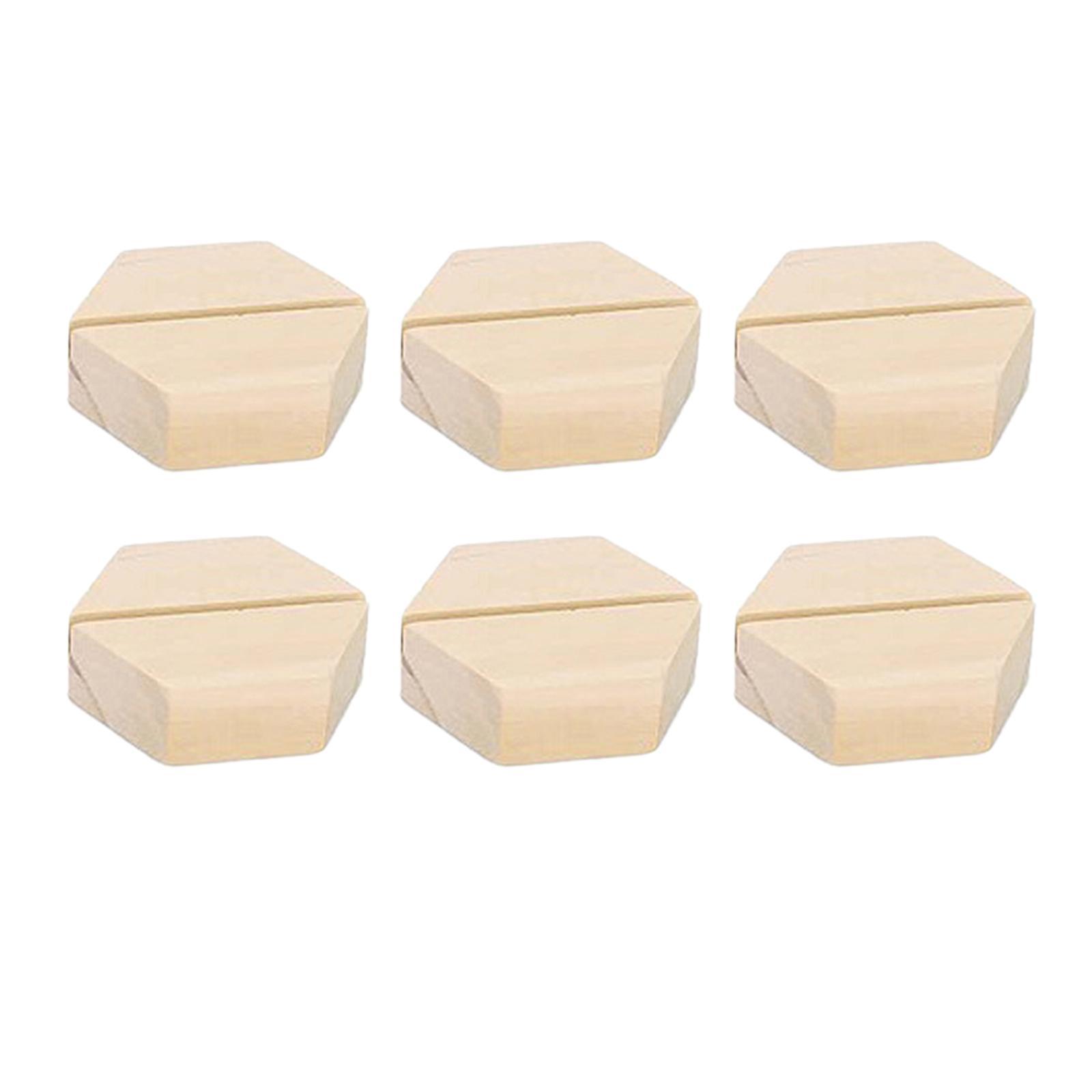 Hexagon Rustic Wooden Place Card Holders Set of 6 for Home Wedding Christmas