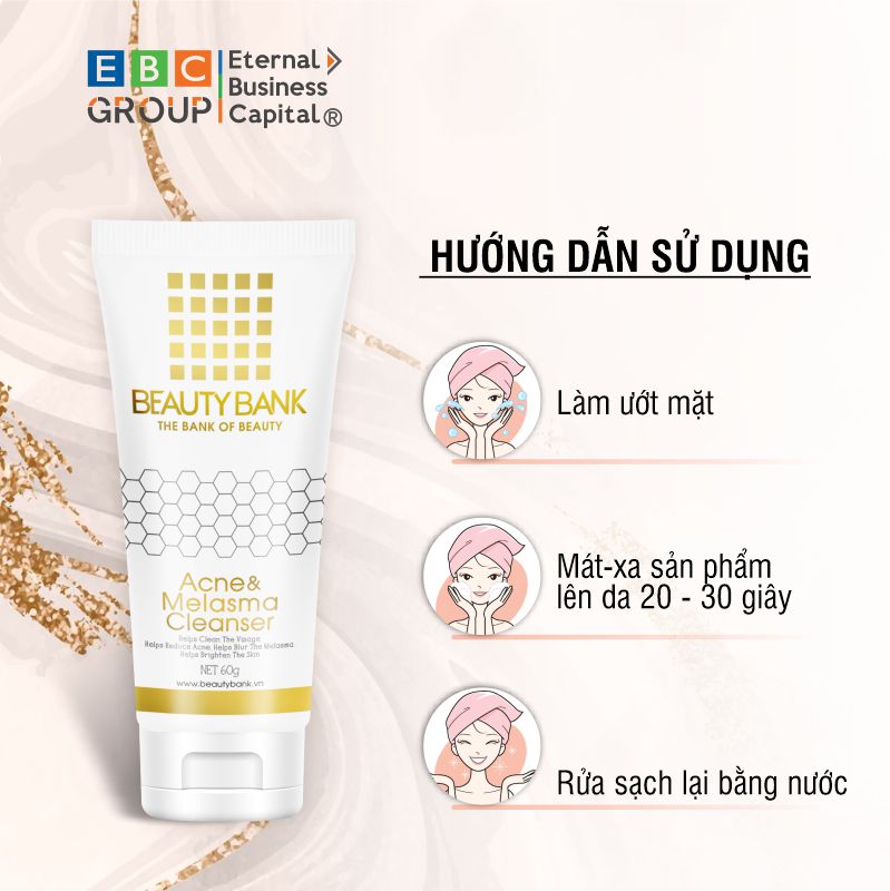 [BEAUTY BANK] ACNE & MELASMA CLEANSER sữa rửa mặt giảm mụn, mờ nám, trắng da