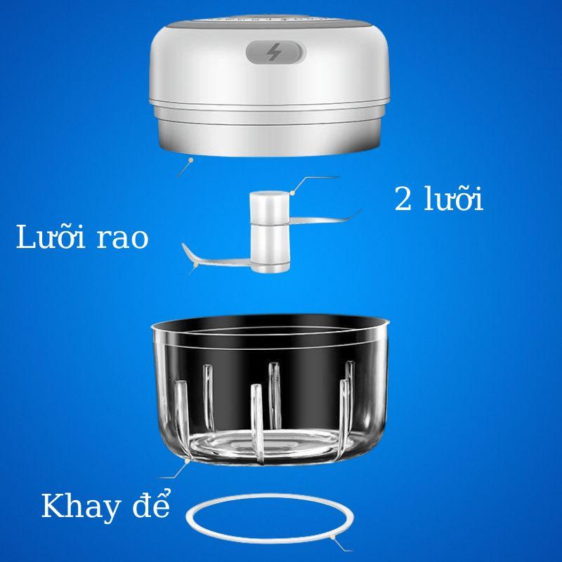 Máy xay tỏi mini cầm tay có sạc xay thịt và tỏi ớt tiện lợi, dụng cụ xay gia vị gia dụng Tuệ Minh