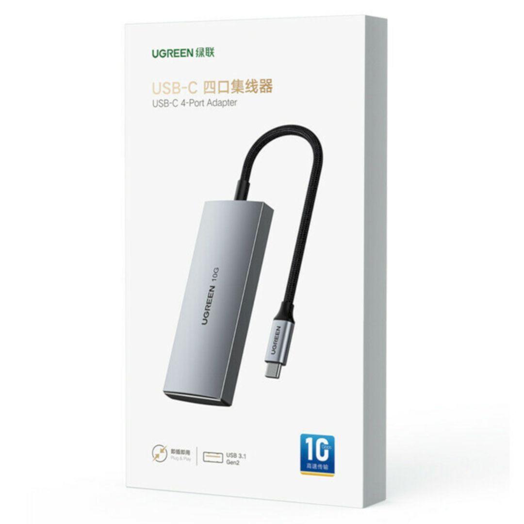 Ugreen UG30758CM480TK 10G 20CM Màu Xám Bộ chuyển USB-C sang 2 × USB 3.1 + 2 × USB-C 3.1 gen2 - HÀNG CHÍNH HÃNG