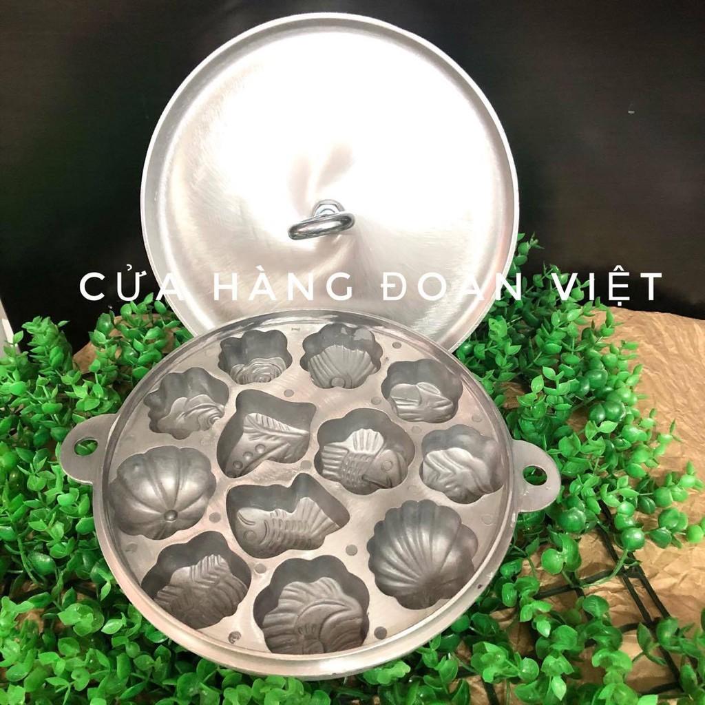 Khuôn Bánh Bông Lan, Bánh Thuẩn - Gang dày cao cấp loại 12 bánh- Khuôn Loại 1, Nặng 1800g