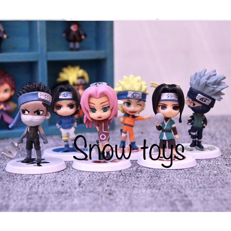 Mô hình Naruto - Set 6 nhân vật Uzumaki Naruto Uchiha Sasuke Haruno Sakura Hatake Kakashi Momochi Zabuza Haku - Cao 7cm