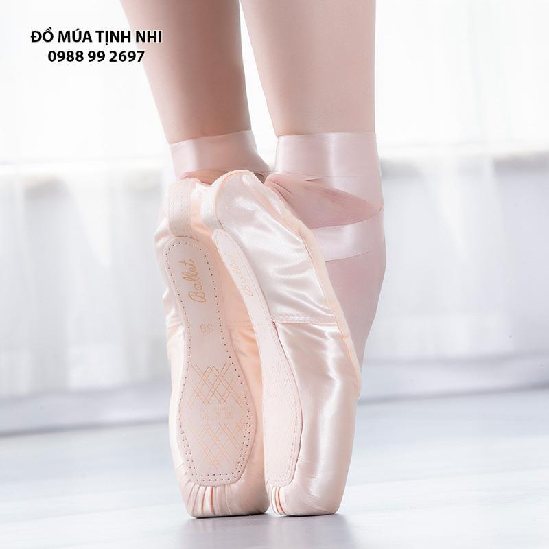 Giày múa ballet mũi cứng (tặng kèm lót silicon) GM02 - Đồ Múa Tịnh Nhi